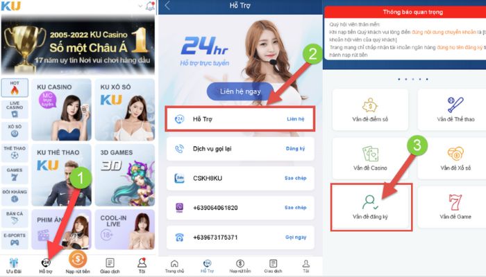 Người chơi có thể liên hệ với Kubet thông qua trang web 